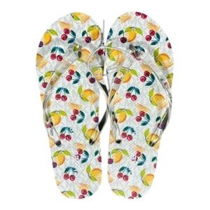 🆕 MICHAEL Michael Kors Cherry Lemon MK Charm Flip Flops